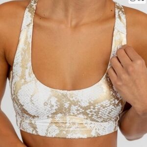 NWT --- Carbon38 Gold and White Snakeskin Sports Bra